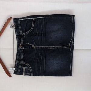 Maurices Dark Wash Contrast Stitching Denim Jean Skirt Size 7/8